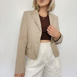 💫 Pinstripe Tailored Neutral Single Breasted Blazer Jacket
